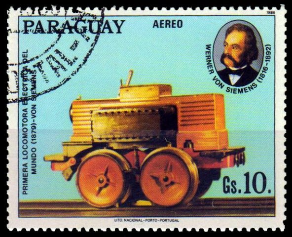 PARAGUAY 1986-1st Electric Train-Road Road-1 Value-Used-Scott No. C 656