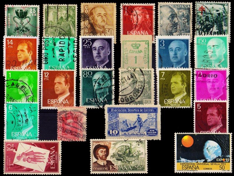 SPAIN 25 Different Small & Large Stamps