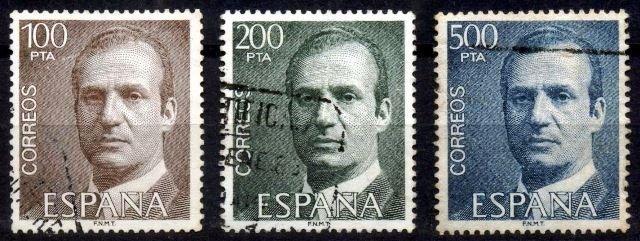 Spain 1976, King Juan Carlos1-High denomination S.G. 2409d,e,f, Set of 3, Used