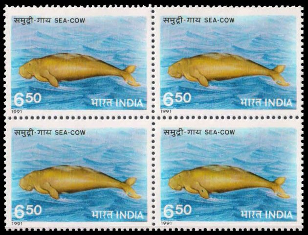 4-3-1991, Marine Mammels-Sea Cow, 6.50 Rs.