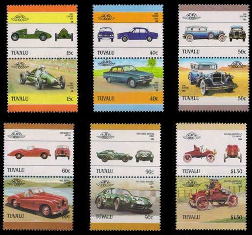 TUVALU 12 Different , Cars, Automobile,  Mint Only