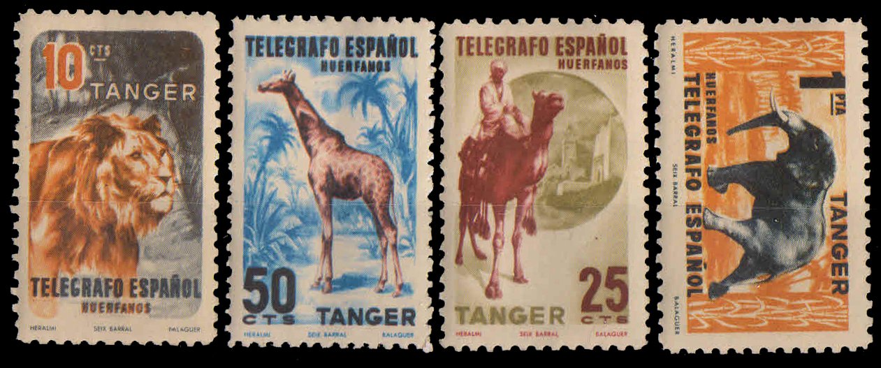 TANGIER - Animal. 4 Different Large Stamps