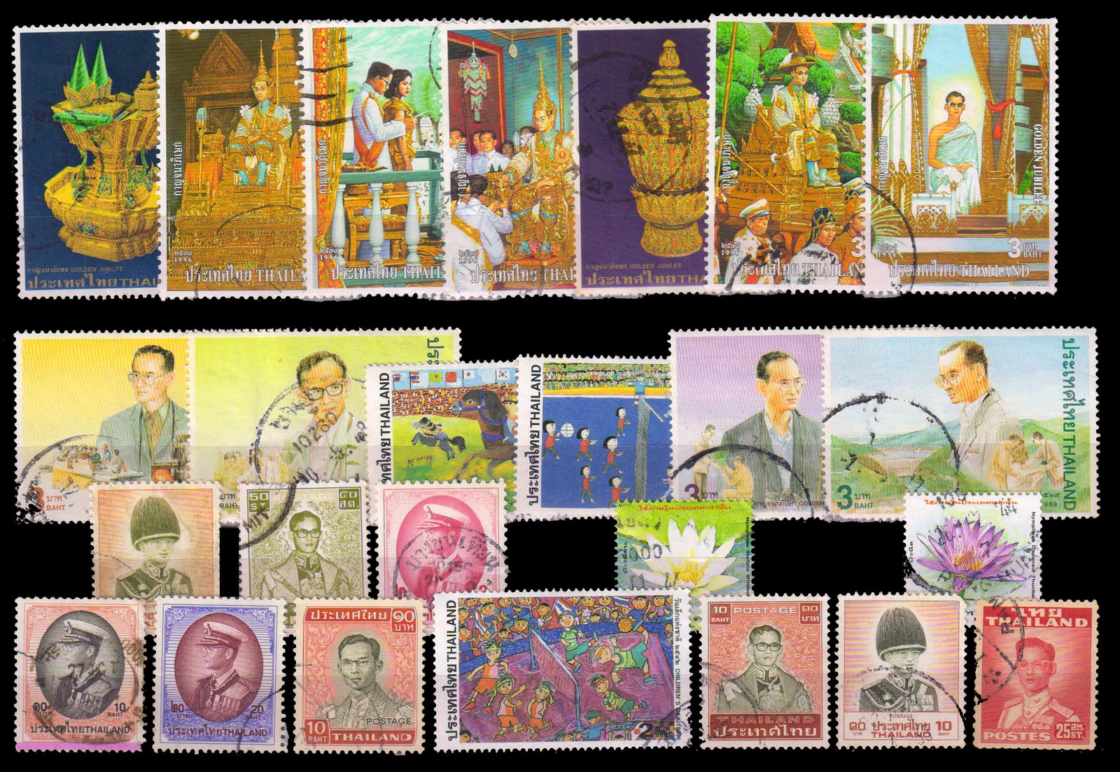 THAILAND 25 Different Small & Large Stamps