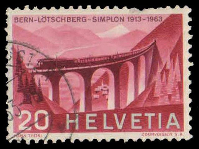 SWITZERLAND 1963-Lots Chberg Railway-Bridge-1 Value-Used-S.G. 672