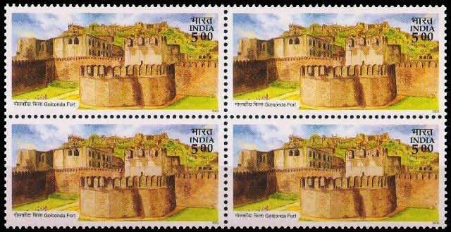 INDIA 2002-Golconda Fort of Andhra Pradesh, 5 Rs.-Block of 4-MNH-S.G. 2110