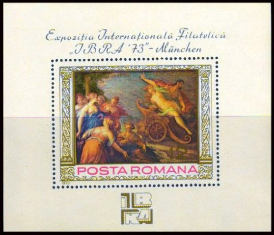 Romania 1973-'IBRA 73' Stamp Exhibition, Munich-Painting 'The Rape of Proser pine'S.G. MS 3998-Scott 2418-MNH