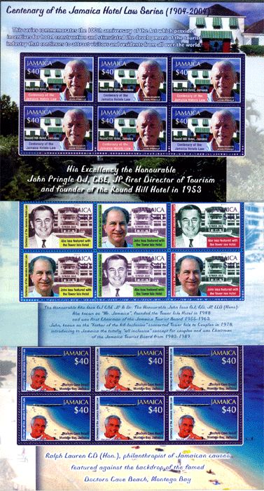 2004, Centenary Of The Jamica Hotel Law Series , 3 Different ,Sheetlet ,S.G.No. MS 1059 , 60, 61 , MNH , Cat. ? 24.00