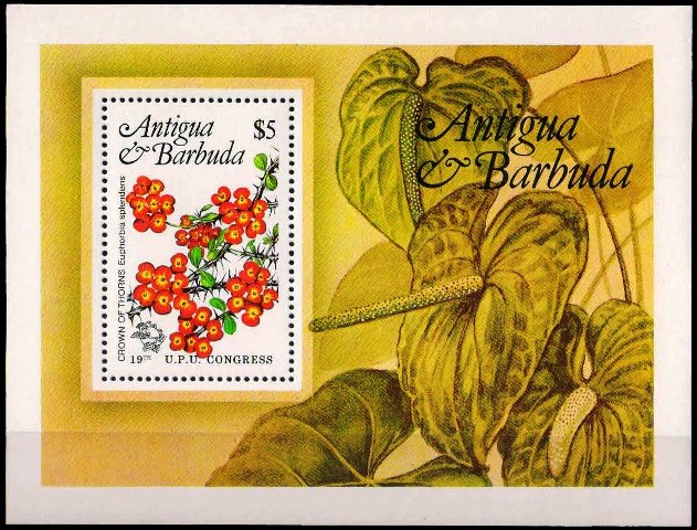 Antigua & Barbuda 1984, U.P.U. Congress, Hambourg Flowers Stamps, M/S