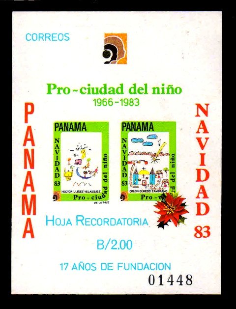 PANAMA 1983 - Christmas, Children Village, Imperf Sheet of 2, S.G. MS 1340, MNH Cat £ 7.25