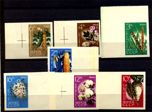 Russia 1964 , Agricultural Crops ,Maize ,Wheat , Cotton ,Potatoes ,S.G.No. 3009B-3015B , Set Of 7 , Imperf , MNH