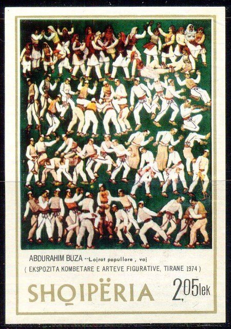 Albania 1975-Painting Folk Dance by Abdurahim Buza, S.G. MS 1777, Imperf S/Sheet, Mint G/W