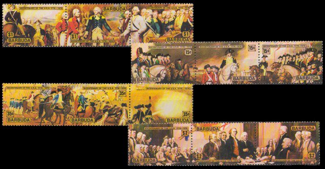 BARBUDA 1976-Bicent. of American Revolution-War Scenes-Set of 12-MNH-Face $10.50 S.G. 249-260