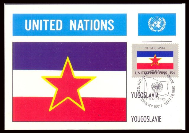 United Nations Flag of Yugoslavia, Maxim Card