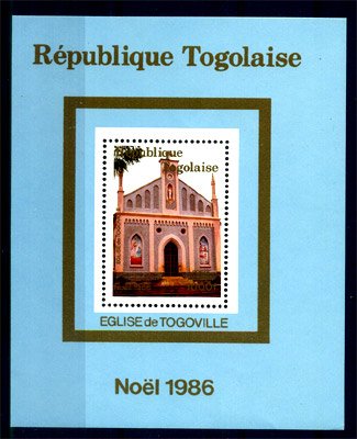 TOGO 1986, Christmas, Church, Togoville, MS, 1393 Scott, Mint Never Hinged 