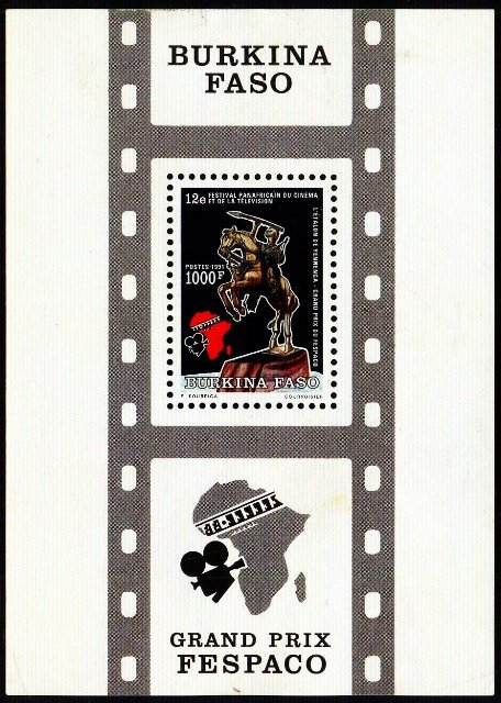 Burkina Fasso 1991-Pan African Cinema & Television Festival S.G. MS 1009-S/Sheet-Mint Gum Wash Cat � 12-