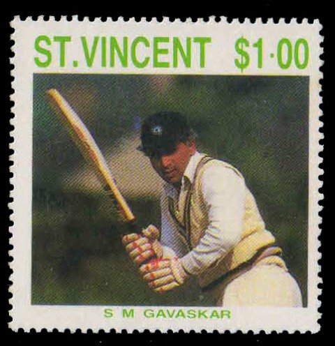 St. Vincent 1988-S.M. Gavaskar Cricketer-1 Value-MNH-S.G. 1147