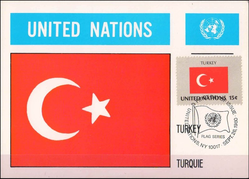 United Nations 1980, Flag of Turkey, Maxim Card