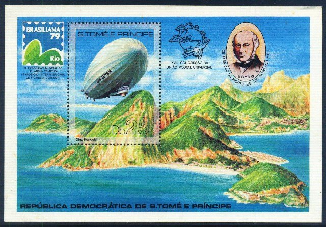 St. Thomas and Prince Islands 1979-Grof Zeppelin-Brasiliana-79-18th U.P.U. Congress-Scott No. 519 S-MNH Cat $ 15-