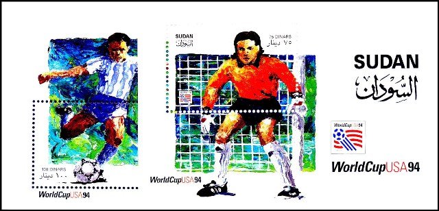 Sudan 1994, World Cup Football Championship U.S.A, Goalkeeper & Player, S.G. MS543, Set of 2 Sheets, MNH