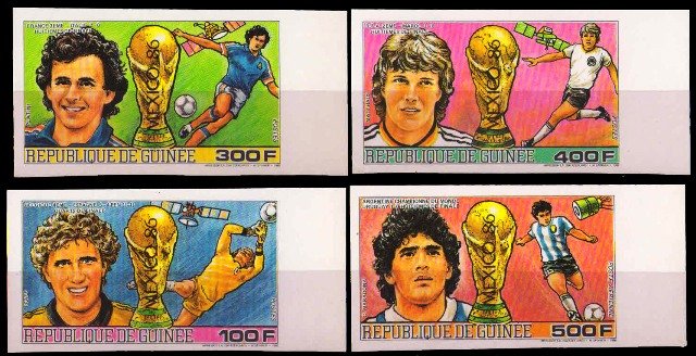 Guinea Rep. 1986, World Cup Football, Mexico, S.G. 1268-1271, Imperf, Set of 4 with one side margin, Scare