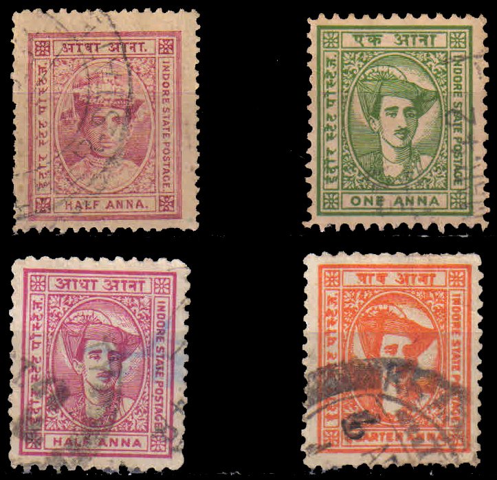 Indore State - 4  Different Stamps