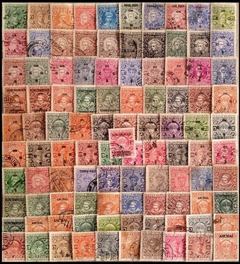 Cochin State - 100 Different Stamps