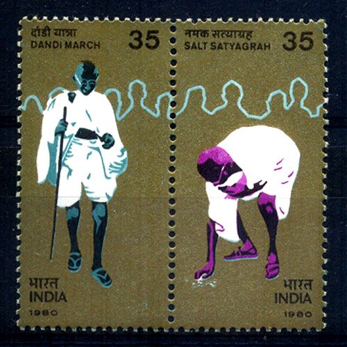 India 1980, Mahatma Gandhi Dandi March, S.G.No 983 - 84, Set of 2, Pair, Mint Never Hinged 
