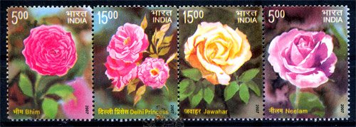 India 2007, Fragrant Roses, Flora, Flower, S.G.No 2378 - 2381, Strip of 4