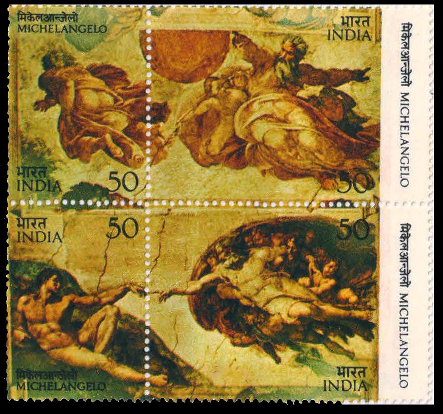 India 1975, Michelagelo Paintings, Italian Painter & Sculpture, S.G.No 769 - 772, Set of 4, MNH 