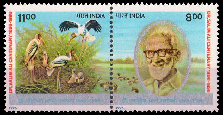 India 1996, Dr.Salim Ali ( Ornithologist, Ecologist, Conservationist & Writer ), Set of 2, S.G.No 1685 - 1686, MNH 