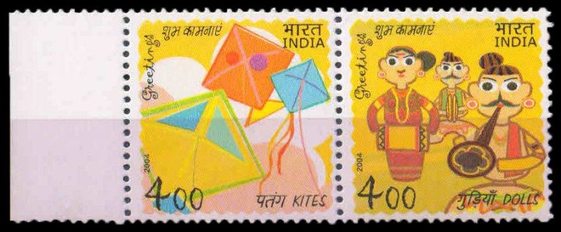 India 2004, Greetings, Kites & Doles, Pair, S.G.No 2236 - 37, Set of 2, MNH 