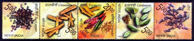 India 2009-Spices of India-Strip of 5-S.G. 2583-2587-MNH
