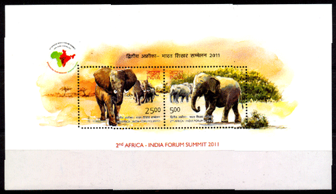2011 , 2nd Africa India Forum Summit , Elephant ,Sheet Of 2