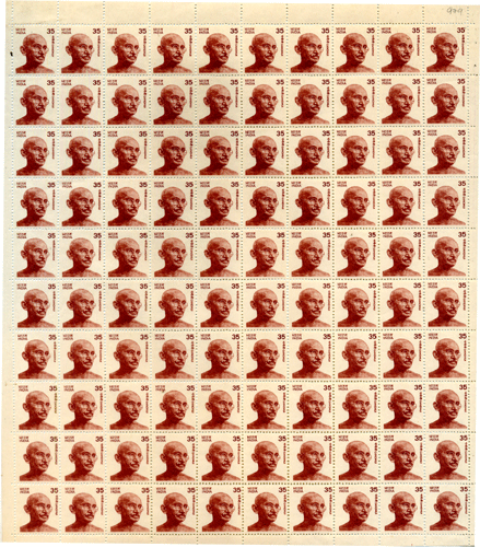 35 Paisa, Mahatma Gandhi Watermark Ashoken Side Ways , Sheet Of 100 Stamps
