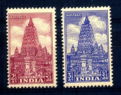 INDIA 1949, Mahabodhi Temple ( Bodh Gaya ), S.G.No 315 & 333b 2 Value, MNH