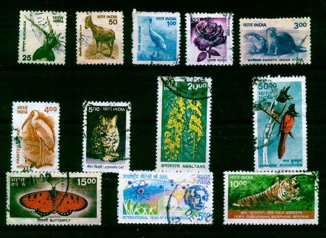 INDIA DEFINITIVE 2000 - 9th Series, Flora & Fauna, Set of 12, Used Stamps