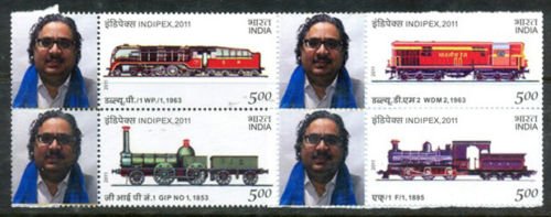 INDIA MY STAMPS Locomotive Train Se-Tenant Blk of 4, MNH, INDIPEX 2011