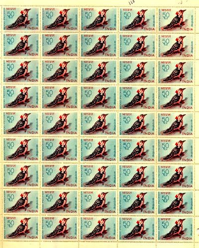 31.01.1968, Bird Wood Pecker, 50P., Sheet of 45 stamps