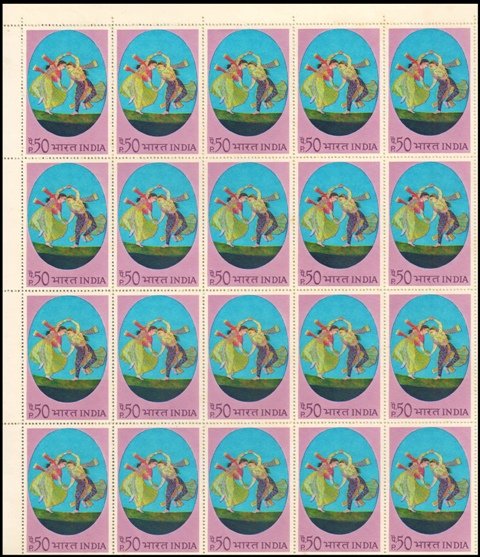 05.05.1973, Kathak Dance Duet, PAinting 50P., sheet of 40 stamps