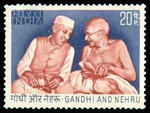India 15-8-1973, Homage to Gandhi & Nehru, 20P., S.G. 693 (Phila 585), 1 value, MNH