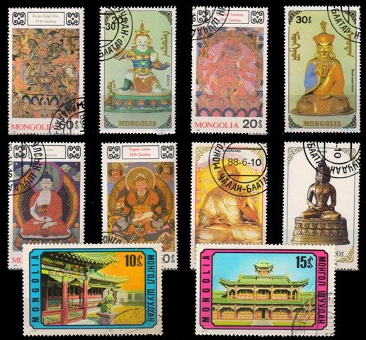 BUDDHA, Buddhism, Pagoda, 10 Different Stamps, Large & Used