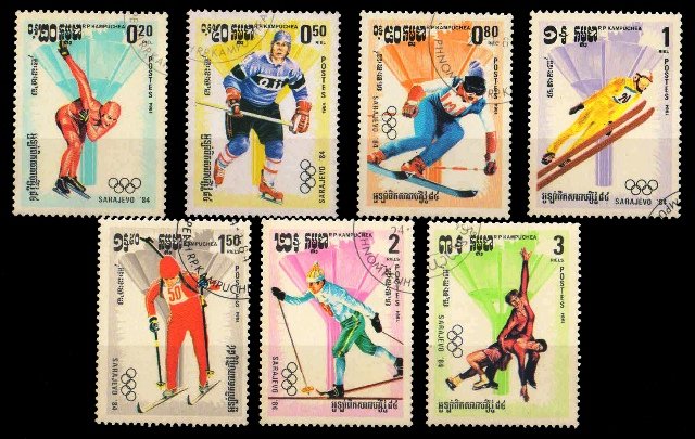 Kampuchea 1984, Winter Olympic Games, Sports, Comp. Set of 7 Stamps, Used S.G. 496-502