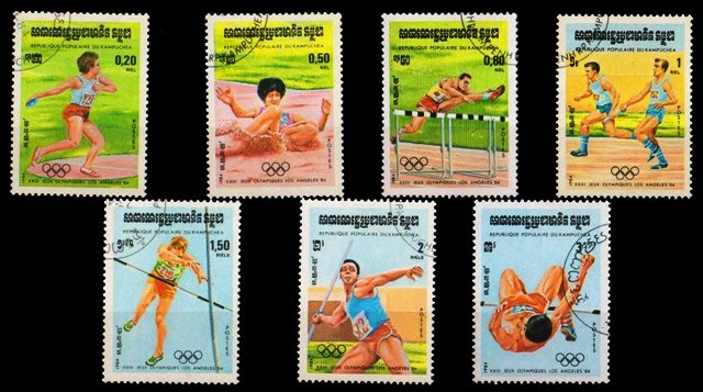 Kampuchea 1984, Olympic Games, Los Angeles, Set of 7, Used, S.G. 526-532, Complete Set