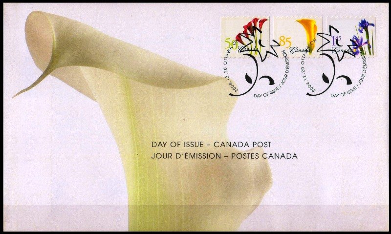 CANADA 2004-F.D.C-Set of 3-Flowers, Lily, Iris, Official First Day of Issue Cover-S.G. 2303,2305,2308