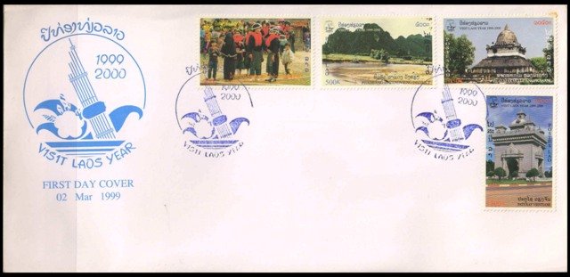 LAOS 1999-Tourism Year-Set of 4 on First Day Cover-S.G. 1640-1643, Cat £ 10-