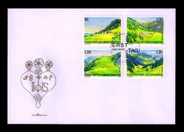 LIECHTENSTEIN 2005-Alpine Pastures-Set of 4 Stamps-Official First Day Cover-Cat £ 13- S.G. 1382-1385