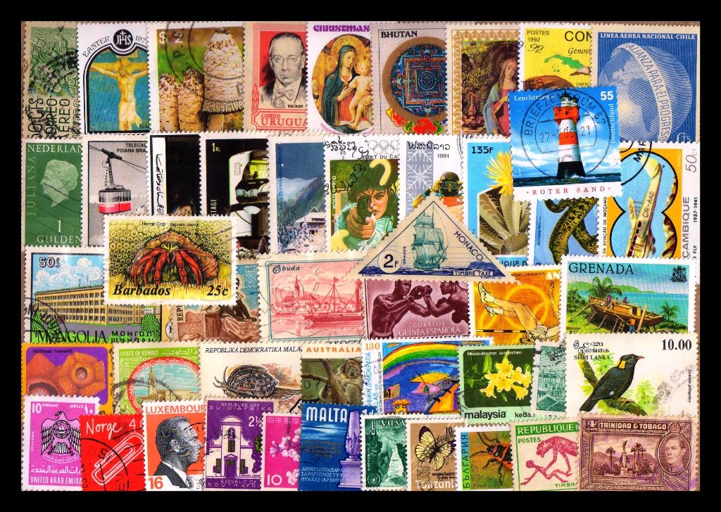 100 Different Stamps from 100 Different Countries, Large & Small