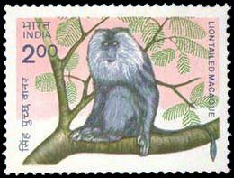 1-10-1983, Lion-tailed Macaque, 2Rs S.G. 1100, Phila 943