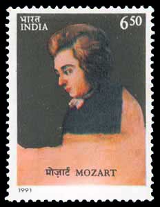 5-12-1991, Bicent of Mozart, 6.50 Rs. S.G. 1484, Phila 1316