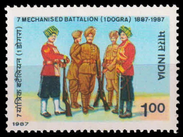 3-6-1987, Dogra Regimental Uniforms, 1Re S.G. 1247, Phila 1080